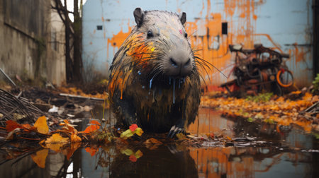 Capybara in an urban graffiti style.の素材