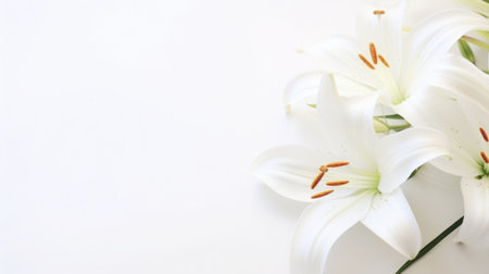 Background of many snow-white lilies. Spring Easter floral design.の素材