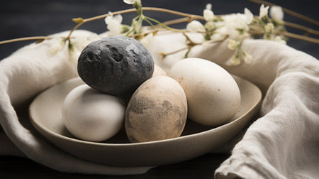 Easter eggs and Minimalist simple decor in Scandinavian style.の素材