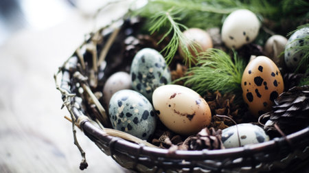 Easter eggs and Minimalist simple decor in Scandinavian style.の素材