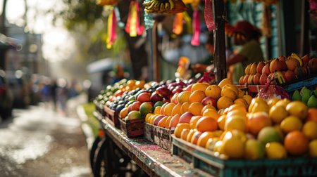 Mardi Gras street vendor cart, outdoor setting, festival scene, street celebration, street festival foodの素材
