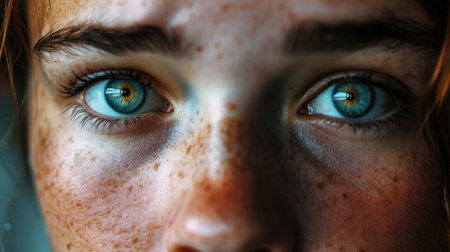 A close-up of a girl's face, tears welling up in their eyes, looking directly into the camera, conveying intense feelings of loneliness and emotional painの素材