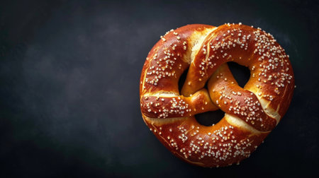 A Munich pretzel on dark background.の素材