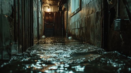 Documentary photography, basement flooding during heavy rain. Disaster.の素材