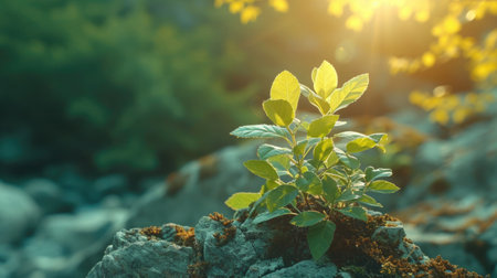 Immune Support, Eleutherococcus Plant Growing in a Wild, Natural Setting, Emphasizing Its Immune-Boosting Capabilitiesの素材
