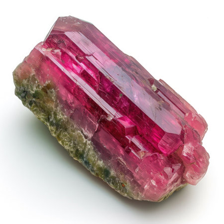 Tourmaline gemstone on white background.の素材