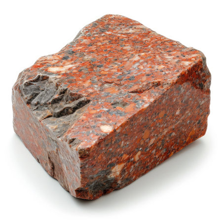 red granite stone on white background.の素材