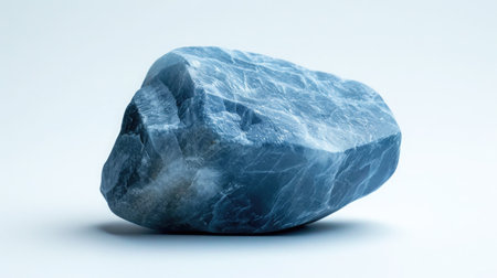 Angelite stone emanating its soft blue glow and serene energy, set on a white background.の素材