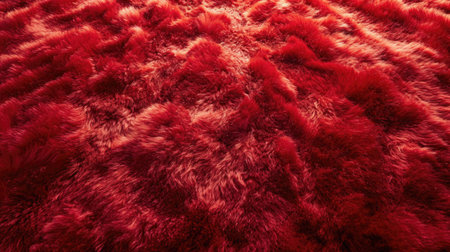 A detailed view of a Lush Lava velvet material, focusing on its plush, dense pile and fiery red color, filling the entire screen with its luxurious, deep texture.の素材
