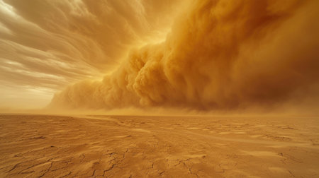 A powerful dust storm is approaching the city. High degree of dangerの素材