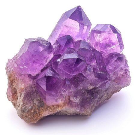 Amethyst gemstone on white background.の素材