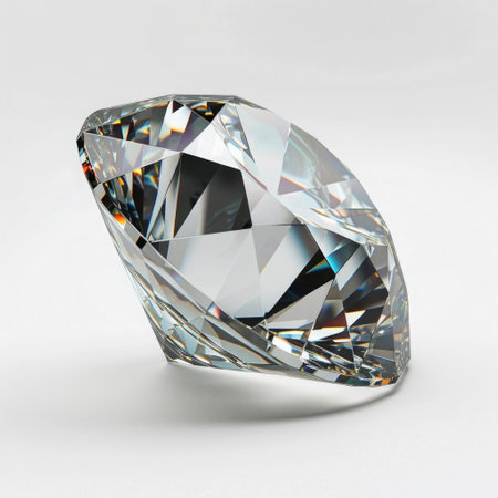 faceted diamond on white background.の素材