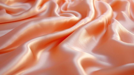 Peach Fuzz silk fabric, showing its luxurious sheen and soft peach color, filling the entire screen with a sense of elegance and smoothness.の素材