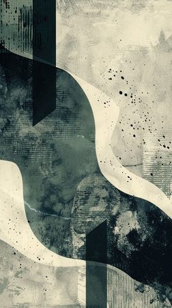 sage green and charcoal gray abstract minimalist stories background, vertical wave.の素材