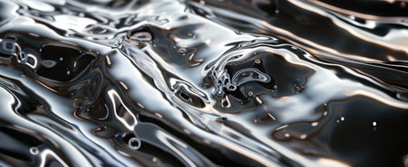Macro view of a gallium-based liquid metal, highlighting its low melting point and high thermal conductivity.の素材