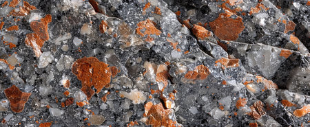 Close-up of granite texture, revealing the speckled pattern and color diversity for a durable look.の素材