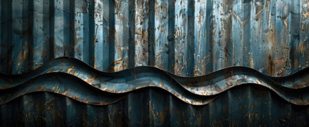 High-resolution photograph of corrugated metal, emphasizing its wave-like pattern and durability for an edgy backdrop.の素材