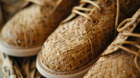 Close-Up of Biodegradable Shoes Made from Plant-Based Materials.の素材