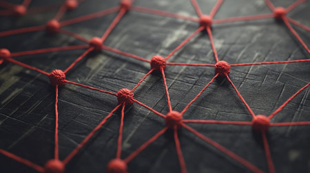 Artistic depiction of a mystery board featuring red strings connecting various clues set against a textured background for National Crime Junkie Dayの素材