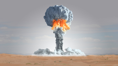 Nuclear device explosion in the desert.の写真素材