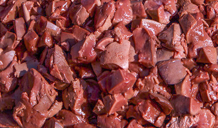 Pieces of chopped liver cows, the background image.の写真素材