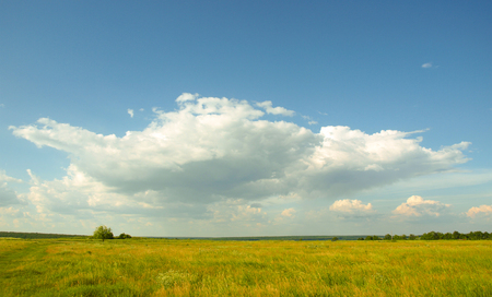 Countryside, landscape with field and clouds.の写真素材