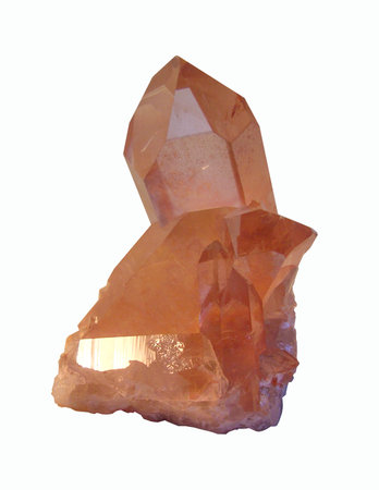 Orange quartz stone isolated on white background.の写真素材