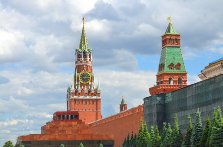 The Moscow Kremlin and the mausoleum in the afternoon.の写真素材