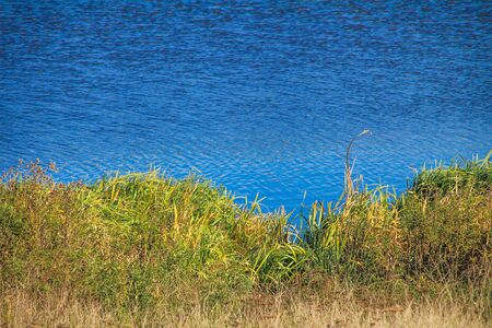 Autumn landscape. Lake in Europe on the reeds.の写真素材