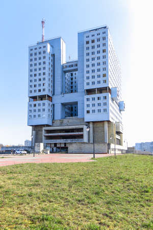 Unfinished and abandoned house of Soviets, remaining after the collapse of the USSR in Kaliningrad (Russia). Photographed in March 2020.のeditorial素材