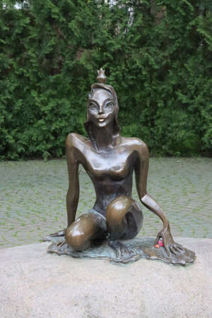Bronze sculpture of the mythical princess frog in the city of Svetlogorsk, Russia. Photographed on June 13, 2020.のeditorial素材