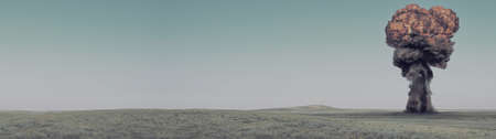 Testing nuclear weapons in a deserted steppe.の写真素材