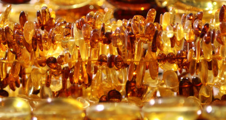Beads for women from natural dark and yellow amber.
