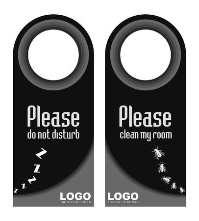 Set hotel doors tags - do not disturb   clean my roomのイラスト素材
