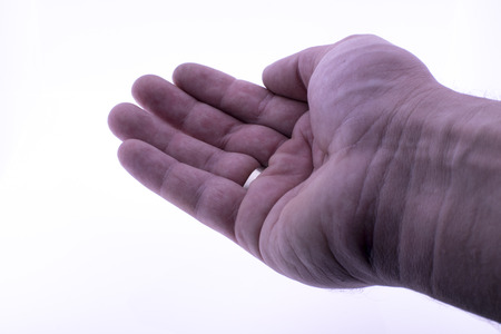 Right men hand on white backgroundの写真素材