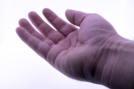 Right men hand on white backgroundの写真素材