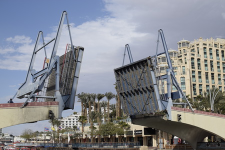 Opened bridge on Eilat promenadeのeditorial素材