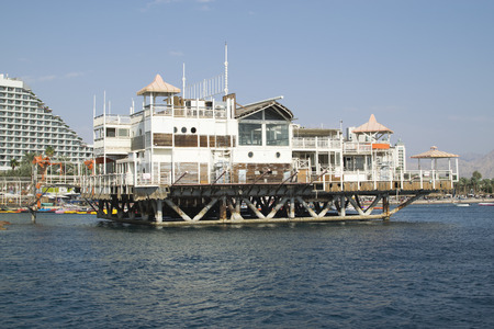 Abandoned building standing in water - Red sea Eilatの写真素材