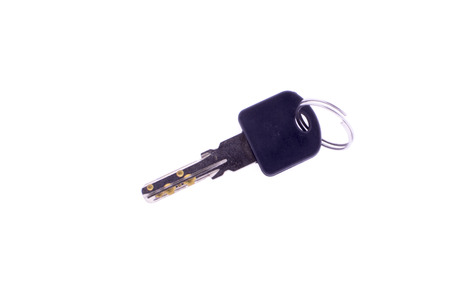 The key to the bicycle lock on a white backgroundの写真素材