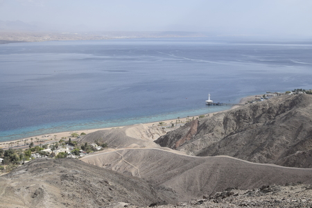 Eilat gulf - view from Eilat mountains - red seaの写真素材