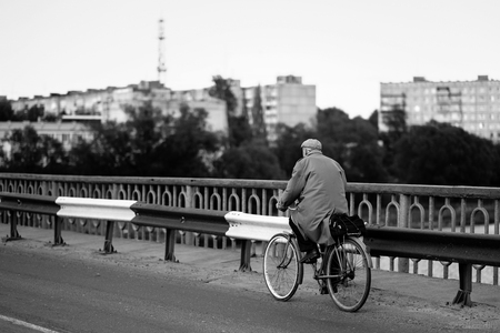 The old man on the bikeの写真素材
