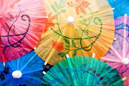 Cocktail umbrellas composed in close-upの写真素材