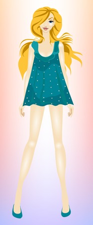 Young, beautiful, slender girl blondeのイラスト素材