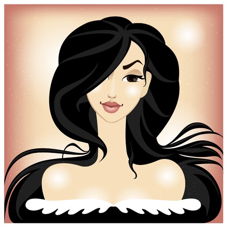 The girl with black hairのイラスト素材