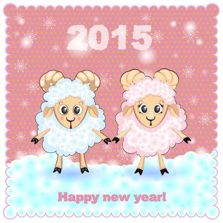 Christmas sheep, snow, horns, hooves, furのイラスト素材