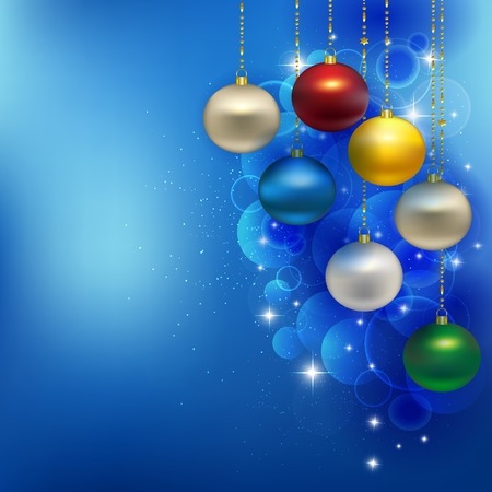 Christmas background with Christmas tree balls with the glare and glitterのイラスト素材