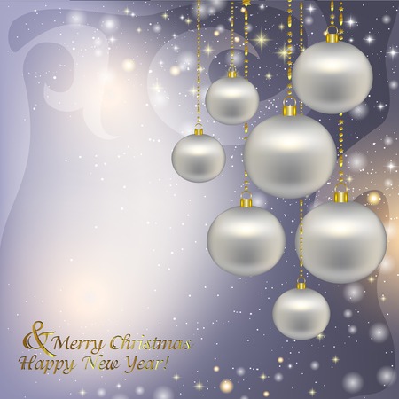 Silver Christmas decorations on a Christmas backgroundのイラスト素材