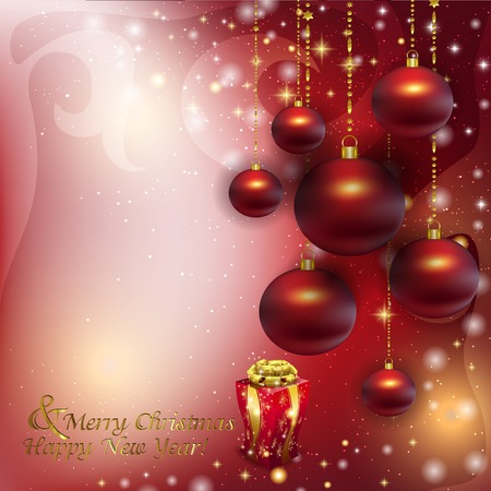 Christmas red balls on a Christmas background of glareのイラスト素材