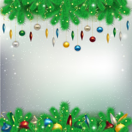Christmas background with snowflakes and branches of the Christmのイラスト素材