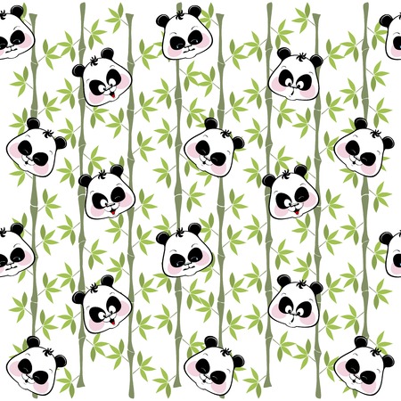seamless background from the muzzles of the Panda on the bambooのイラスト素材